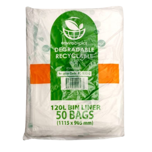 Bin liners Biodegradable 120 Litre 250 per Carton - Clear